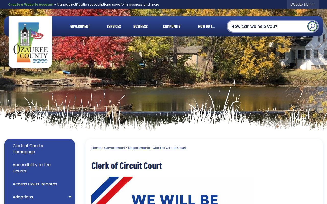 Ozaukee County court record search Clerk of Circuit Court