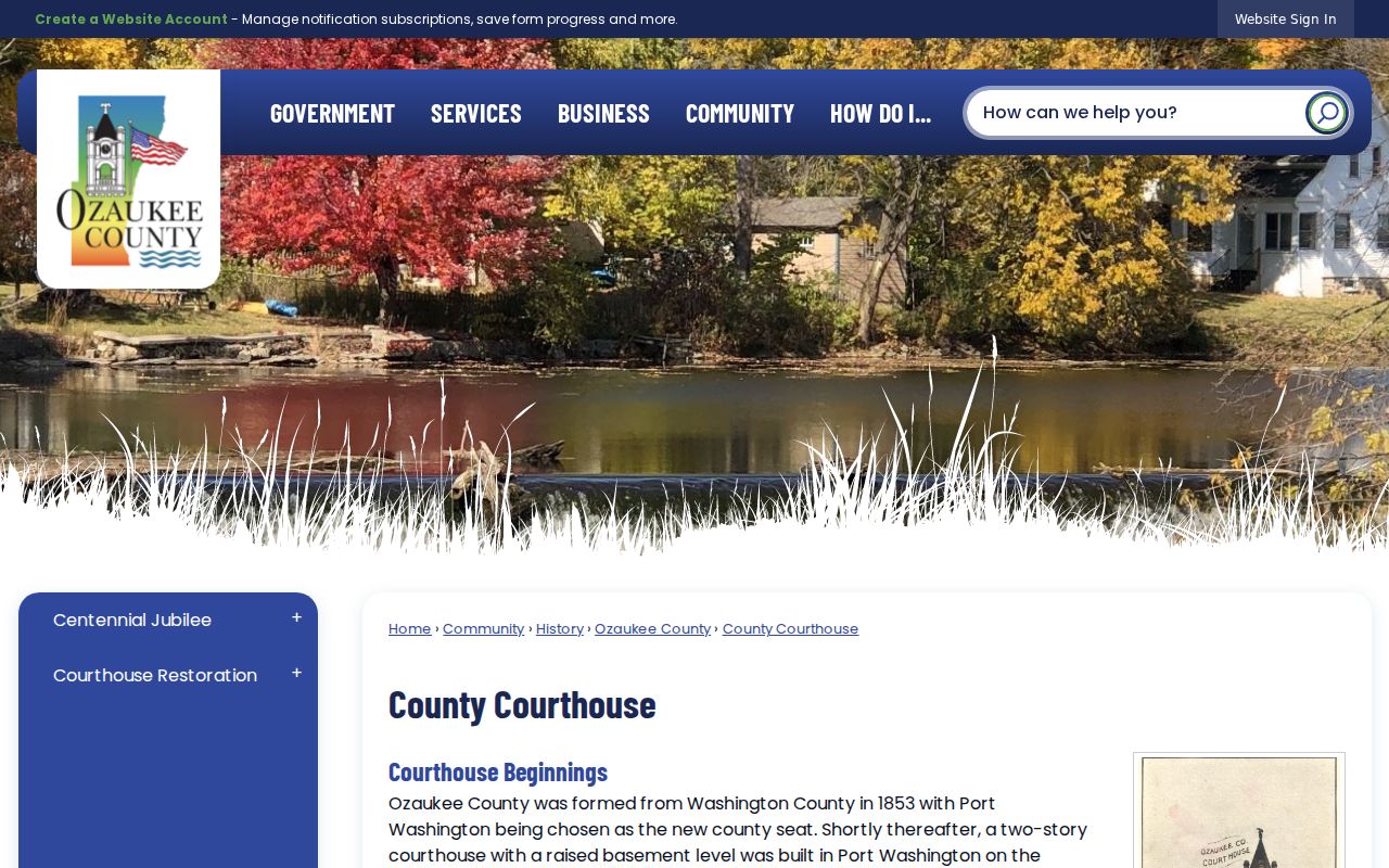 Ozaukee County court records historic courthouse context