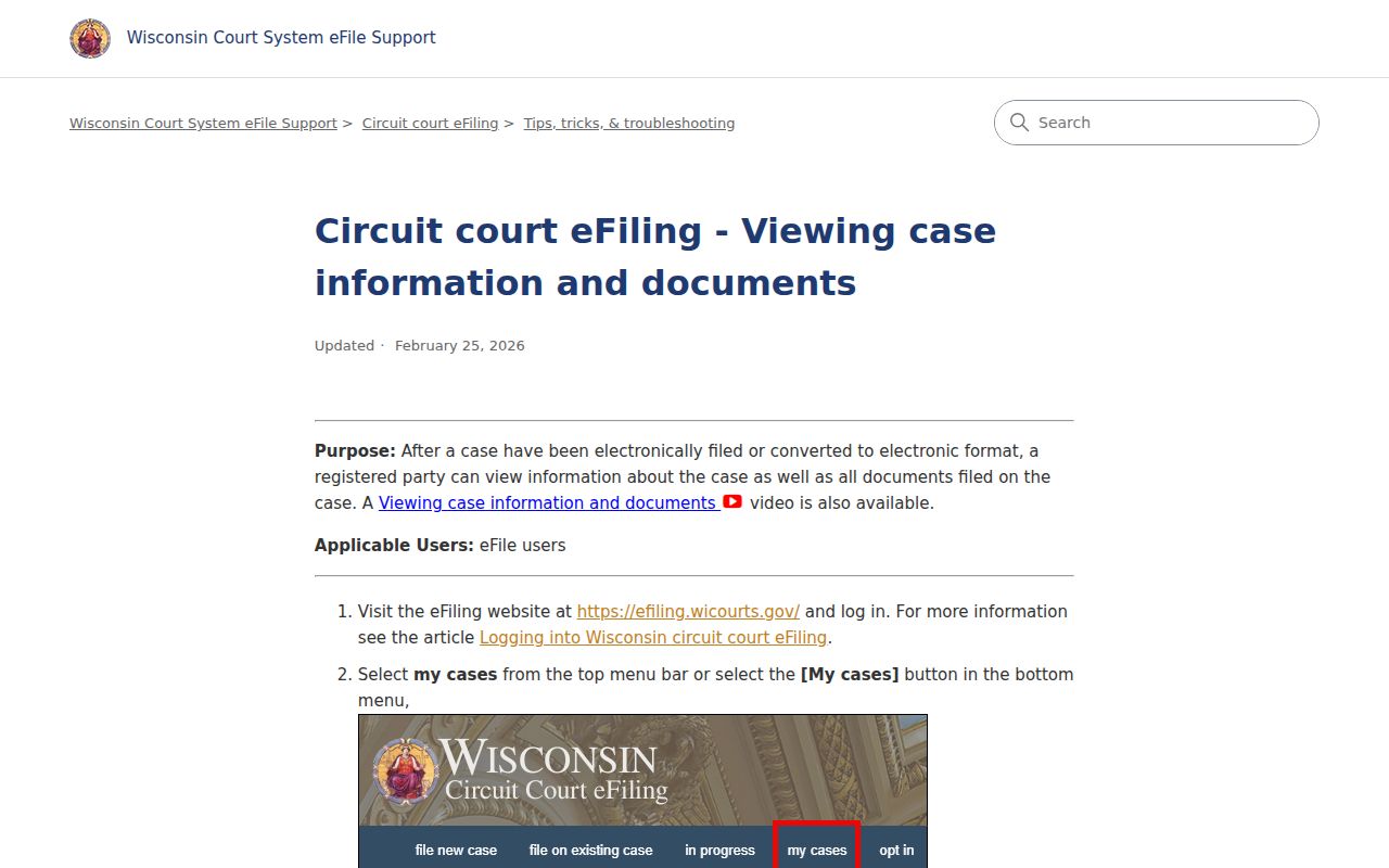 Ozaukee County case lookup eFiling My Cases